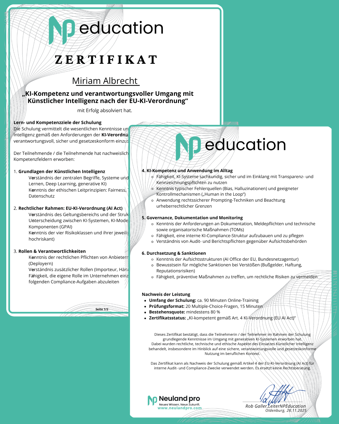 Zertifikat EU AI Act, KI-Kompetenz nach Art. 4